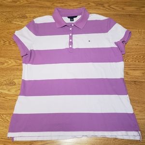 Tommy Hilfiger Pink Striped Polo womens 2XL